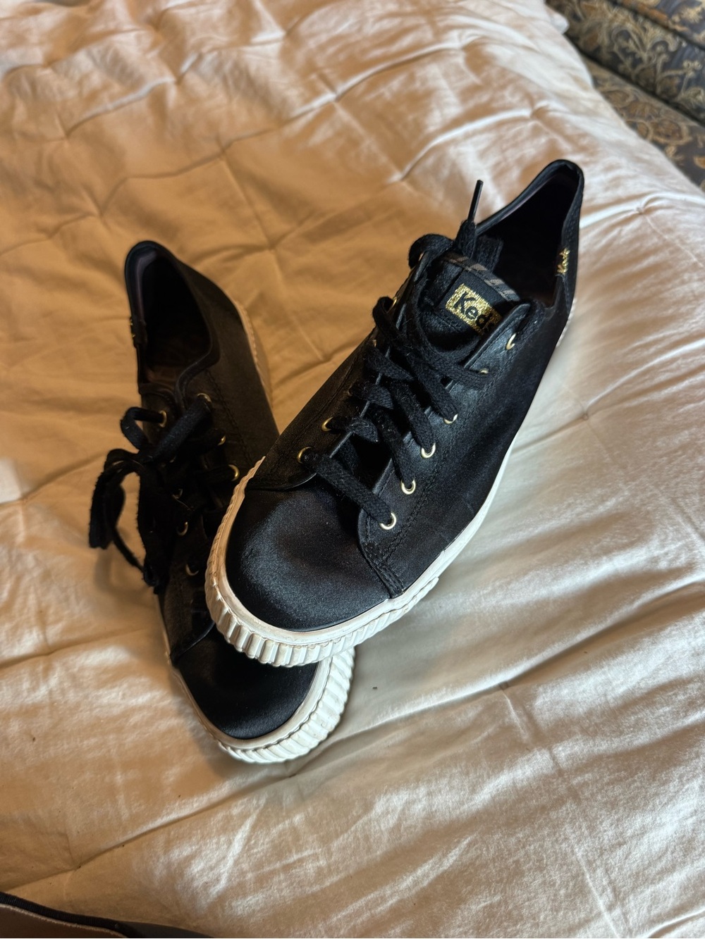 Keds Women's Black Low-Top Satin Sneakers